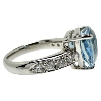 11.5号 アクアマリン 4.02ct ダイヤモンド 計0.27ct リング・指輪 Pt900プラチナ 7.6g レディース【中古】【真子質店】【NN】【IDMax】