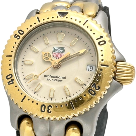【TAG HEUER/タグホイヤー】 WG1421-0 プロフェッショナル 200 腕時計 ステンレススチール/GP クオーツ ベージュ文字盤/ゴールドシルバーコンビベルト レディース【中古】【真子質店】【NN】【TMix】