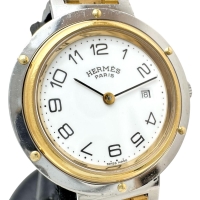【HERMES/エルメス】 クリッパー 腕時計 ステンレススチール/GP クオーツ ホワイト文字盤/ゴールドシルバーコンビベルト レディース【中古】【真子質店】【NN】【MaMax】