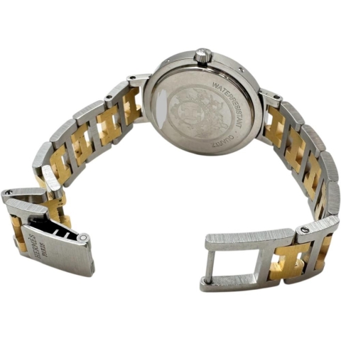 【HERMES/エルメス】 クリッパー 腕時計 ステンレススチール/GP クオーツ ホワイト文字盤/ゴールドシルバーコンビベルト レディース【中古】【真子質店】【NN】【MaMax】