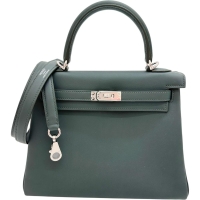【HERMES/エルメス】 ケリー25 2WAYバッグ ハンドバッグ ヴォースイフト 深緑（ヴェールマングローブ）/ シルバー金具 レディース【中古】【真子質店】【BL】【TDMoxx】