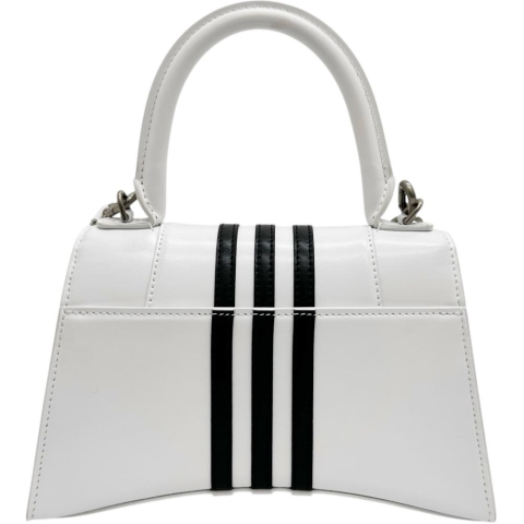 【BALENCIAGA/バレンシアガ】 593546 アディダスコラボ アワーグラス スモール 2WAYショルダーバッグ ハンドバッグ レザー ホワイト/ブラック/シルバー金具 レディース【中古】【真子質店】【BL】【Sxx】