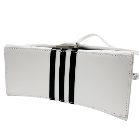 【BALENCIAGA/バレンシアガ】 593546 アディダスコラボ アワーグラス スモール 2WAYショルダーバッグ ハンドバッグ レザー ホワイト/ブラック/シルバー金具 レディース【中古】【真子質店】【BL】【Sxx】