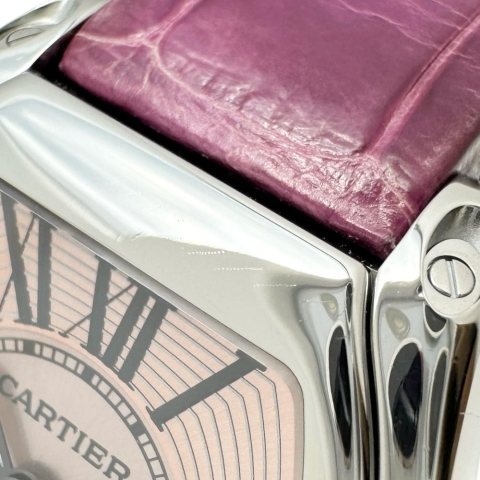 【CARTIER/カルティエ】 W62017V3 ロードスターSM 腕時計 ステンレススチール/レザー クオーツ ピンク文字盤/ヴァイオレットレザーベルト レディース【中古】【真子質店】【BL】【TDxS】