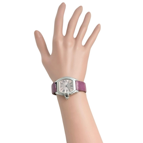 【CARTIER/カルティエ】 W62017V3 ロードスターSM 腕時計 ステンレススチール/レザー クオーツ ピンク文字盤/ヴァイオレットレザーベルト レディース【中古】【真子質店】【BL】【TDxS】
