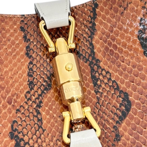 【GUCCI/グッチ】 636706 ジャッキー1961 ワンショルダーバッグ 2WAY  ショルダーバッグ レザー/パイソン  ホワイト/ブラウン/レッド レディース【中古】【真子質店】【BL】【IMaxx】