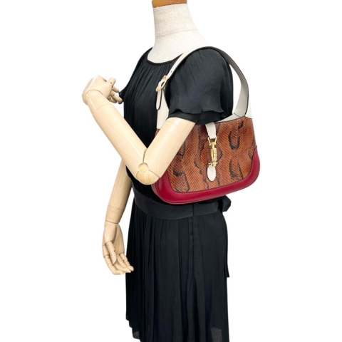 【GUCCI/グッチ】 636706 ジャッキー1961 ワンショルダーバッグ 2WAY  ショルダーバッグ レザー/パイソン  ホワイト/ブラウン/レッド レディース【中古】【真子質店】【BL】【IMaxx】