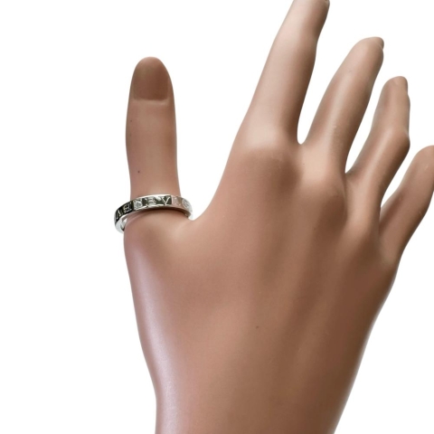 23号【BVLGARI/ブルガリ】 メンズOK ダブルロゴ ダイヤモンド1P リング・指輪 K18WGホワイトゴールド 18金 7.4g レディース【中古】【真子質店】【BL】【IDMax】