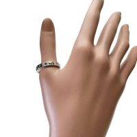 23号【BVLGARI/ブルガリ】 メンズOK ダブルロゴ ダイヤモンド1P リング・指輪 K18WGホワイトゴールド 18金 7.4g レディース【中古】【真子質店】【BL】【IDMax】