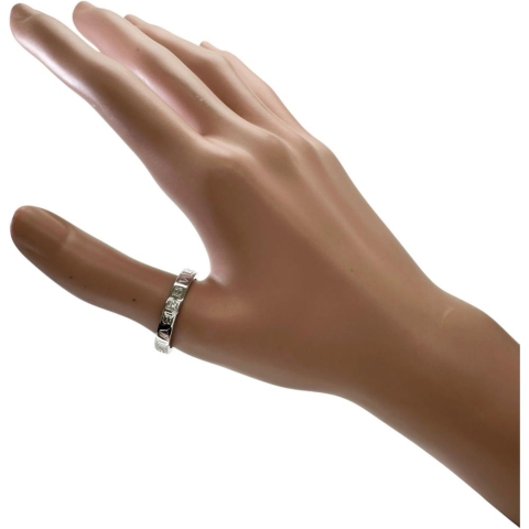 23号【BVLGARI/ブルガリ】 メンズOK ダブルロゴ ダイヤモンド1P リング・指輪 K18WGホワイトゴールド 18金 7.4g レディース【中古】【真子質店】【BL】【IDMax】