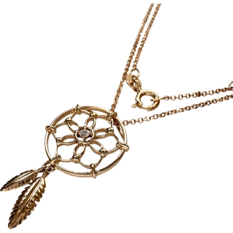 フラワーモチーフ ダイヤモンド ネックレス K18PGピンクゴールド 18金 3.6g 46cm レディース【中古】【真子質店】【NN】【YxMo】