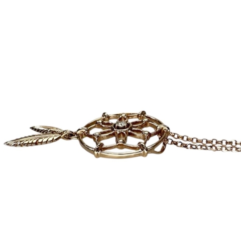 フラワーモチーフ ダイヤモンド ネックレス K18PGピンクゴールド 18金 3.6g 46cm レディース【中古】【真子質店】【NN】【YxMo】