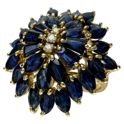 17.5号 サファイア ダイヤモンド リング・指輪 K18ゴールド 18金 9.0g レディース【中古】【真子質店】【NN】【IMoDx】