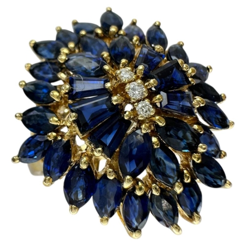 17.5号 サファイア ダイヤモンド リング・指輪 K18ゴールド 18金 9.0g レディース【中古】【真子質店】【NN】【IMoDx】