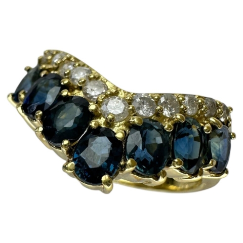 12号 サファイア 2.00ct ダイヤモンド 0.24ct リング・指輪 K18ゴールド 18金 4.3g レディース【中古】【真子質店】【NN】【KDMi】