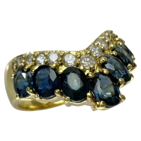 12号 サファイア 2.00ct ダイヤモンド 0.24ct リング・指輪 K18ゴールド 18金 4.3g レディース【中古】【真子質店】【NN】【KDMi】