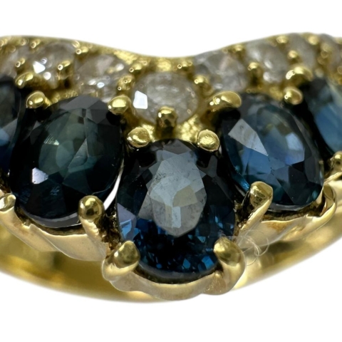 12号 サファイア 2.00ct ダイヤモンド 0.24ct リング・指輪 K18ゴールド 18金 4.3g レディース【中古】【真子質店】【NN】【KDMi】