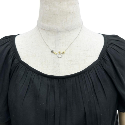 【ラ・ルー】 ダイヤモンド 0.06ct ネックレス Pt850プラチナ/Pt900プラチナ（トップ)/K18(分析済)  4.4g 38cm レディース【中古】【真子質店】【NN】【DIMi】