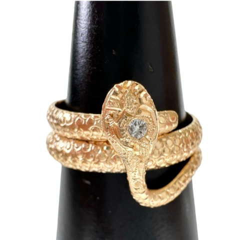 14号 スネーク/蛇  ダイヤモンド リング・指輪 K18ゴールド 18金 7.4g レディース【中古】【真子質店】【NN】【IIMox】