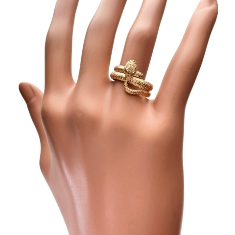 14号 スネーク/蛇  ダイヤモンド リング・指輪 K18ゴールド 18金 7.4g レディース【中古】【真子質店】【NN】【IIMox】